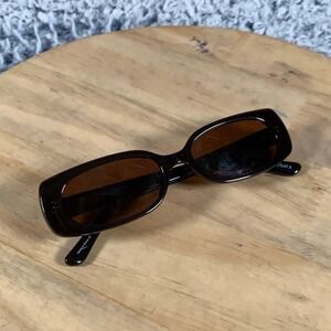 OTRA Bronte Sunglasses Women OS Brown Rectangular Slim Retro Y2K Minimalist Chic